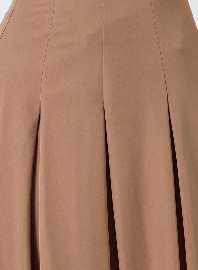 Styli Women Beige Pleated A-Line Maxi Skirt - Image 3